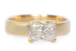 Wide Band Solitaire by Elizabeth Street Jewelry - studio shot.