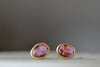 A new and smaller version of Pippa Small Classic Stud studs earrings in pink tourmaline and 18k yellow gold.