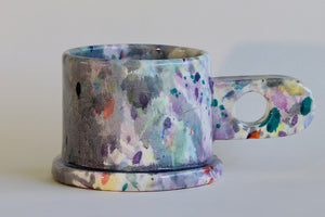 Gray, Lilac and Blue EXP splatter mug available at OK.