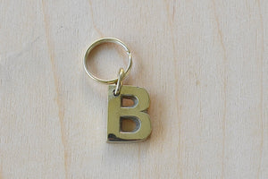 'B' Letter keyring, key chain, key ring in brass made by Carl Aubock. OK Exclusive.