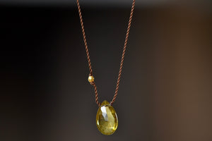 Yellow Tourmaline necklace with 18k bead.