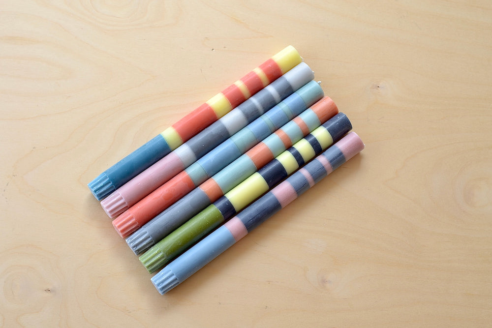Striped Candles from British Color Mixed 6-Pack