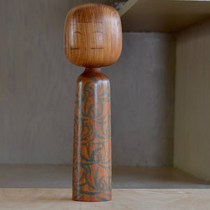 Forest Green kokeshi doll.