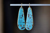 Rare Kingsman XL Turquoise Slice Earrings with Diamond Accent and bezel set in 18k yellow gold with gold wire and designed by Tej Kothari.