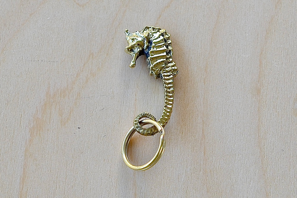 5655 Polished Brass keyring key ring or chain in seahorse by Werkstaette Carl Aubock available at OK in Los Angeles.