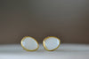 A new and smaller version of Pippa Small Classic Stud studs earrings in moonstone and 18k yellow gold.