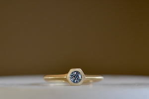 Petite Hexagon Sapphire Stacking band in blue by Elizabeth Street Jewelry.