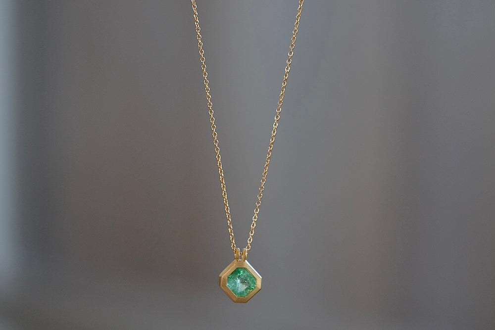 Duo Bale Offset Emerald Necklace.