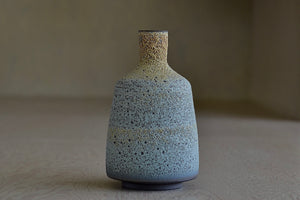 Heather Rosenman taller Short Blue with Yellow Volcanic Vase is a one of a kind piece.