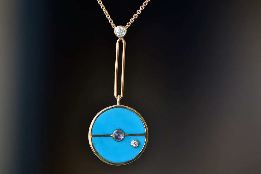 Compass Pendant in Turquoise and Tanzanite