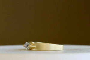 Side view of Slim Cigar Band with Diamond by Elizabeth Street Jewelry.