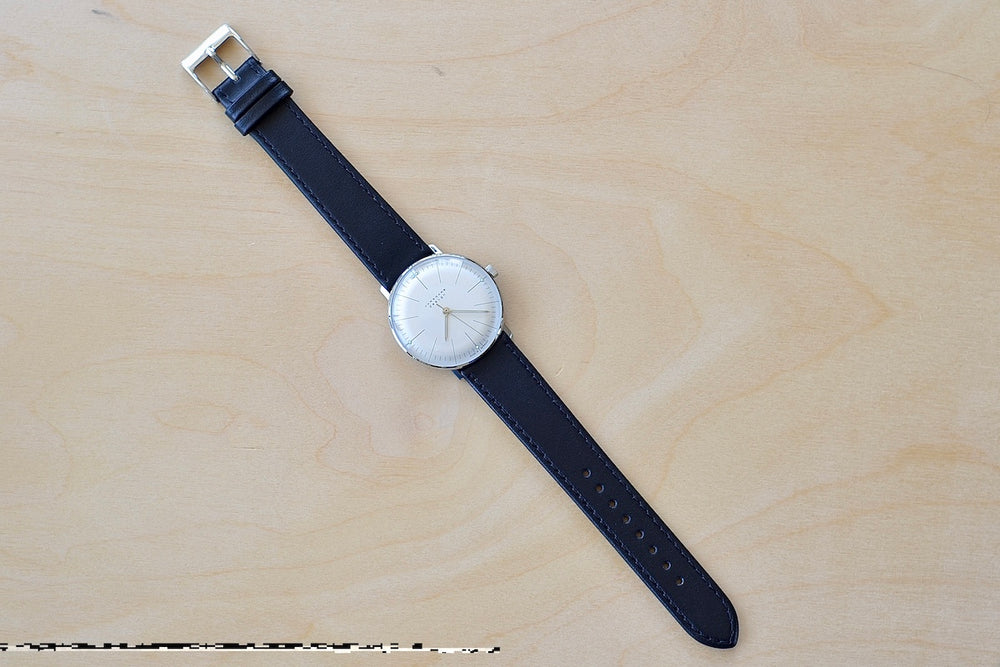Max Bill 34mm Hand wound Watch in White Dial Without Numbers designed for Junghans in 1961.