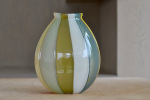 Alternate side of Robin Mix Small Flat Cane multi color Vase made in Tunbridge Vermont.