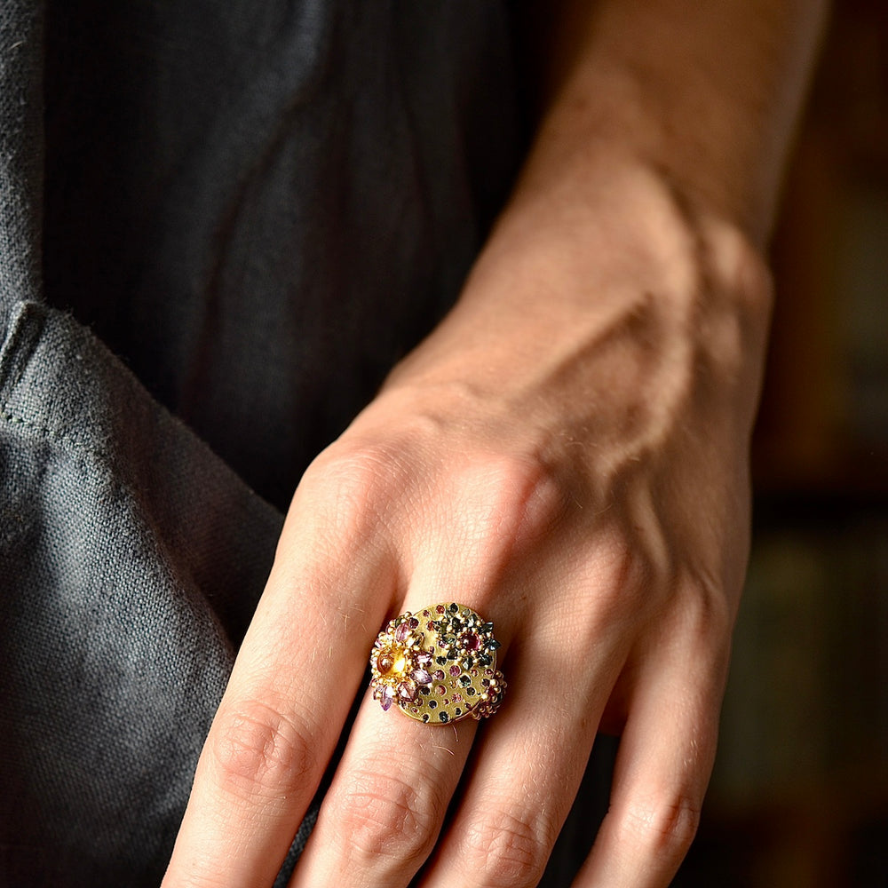 Wearing the Daisy Cluster Signet by Polly Wales.