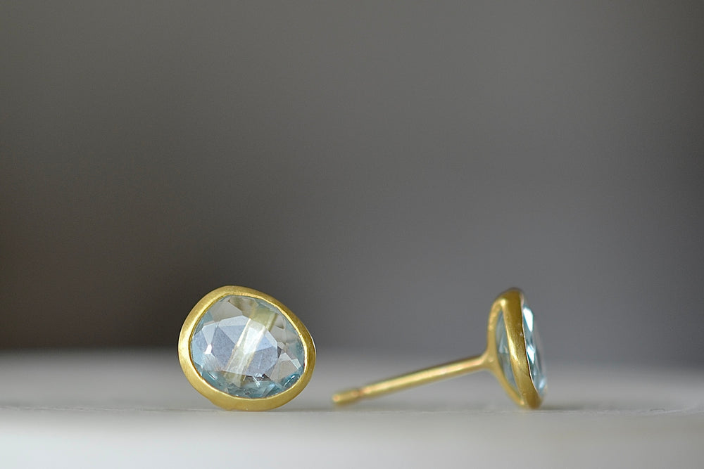 Alternate view of Pippa Small classic studs in aquamarine.