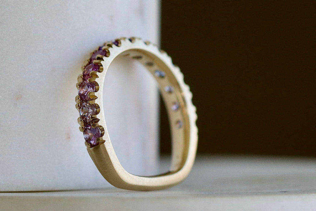 Standing Purple Ombre Sapphire Euro Band by Elizabeth Street Jewelry.