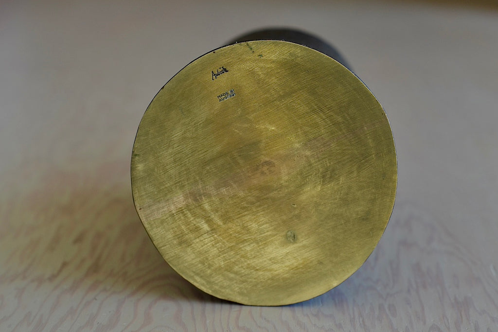 Aubock Atom 2 Vase 3854-2 by Carl Aubock, showing polished bottom with signature mark.