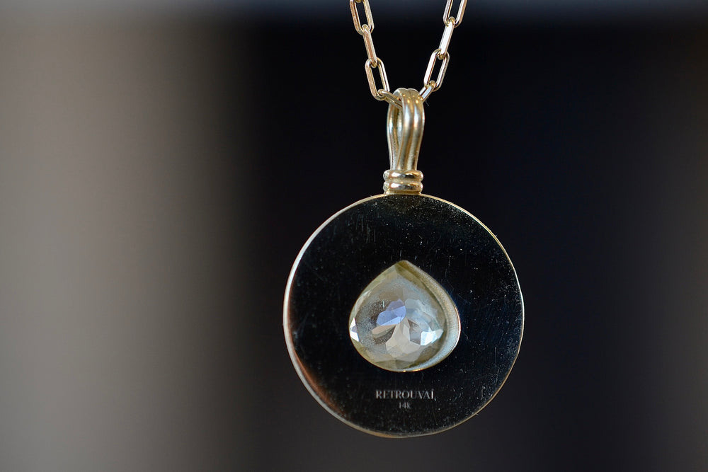 Back of The large lollipop necklace in opalized dendrite by Retrouvai .i