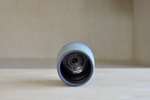 Top of Blue and Yellow Volcanic Glaze vase by Heather Rosenman. Hand Thrown in Los Angeles.