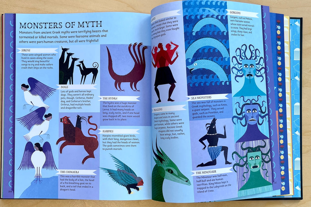 Another page from Greek Myths: Meet the heroes, gods, and monsters of ancient Greece.