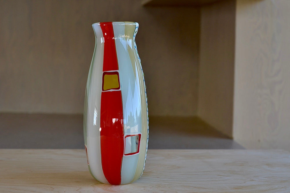 Alternate side view of Robin Mix Medium Cane Vase Thaibo with Windows and Spots.