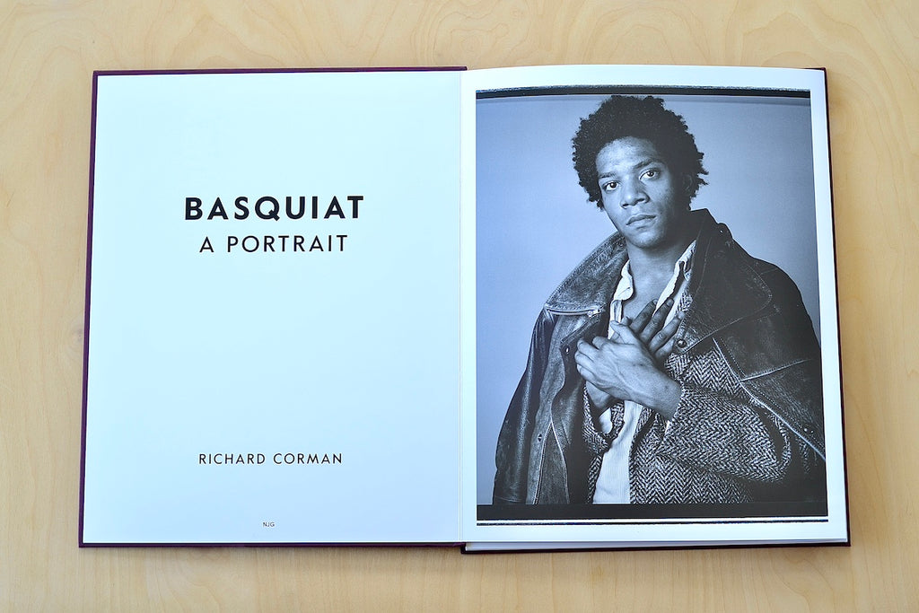First page of Basquiat "A Portrait" by Richard Corman in slipcase.