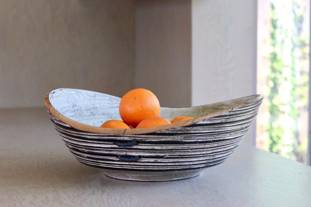Circle Factory Painted Bowl 15x5.5 with oranges.