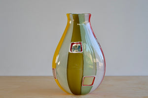 Robin Mix Medium Cane Vase Thaibo with Windows and Spots on white background.