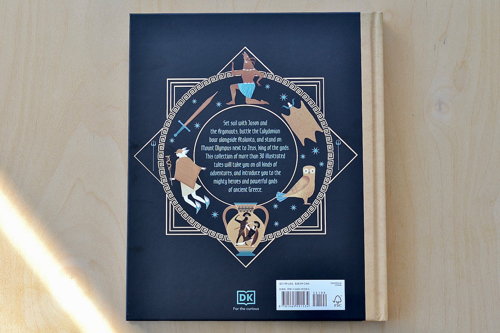 Back cover of Greek Myths: Meet the heroes, gods, and monsters of ancient Greece.