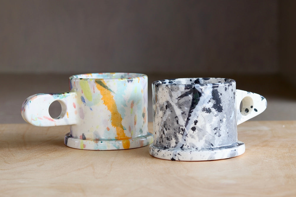Acid Green EXP mug and Gray and Black EXP mug available at OK Los Angeles.