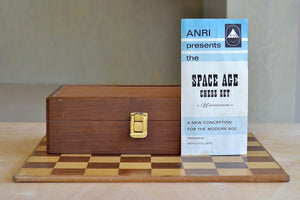 Box, board and booklet for Universum chess set by Anri and Artur Elliott.