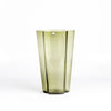 Tall Moss Green Vase by Alvar Aalto and Iittala on white background.