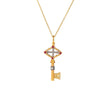 Key pendant necklace by Arman Sarkisyan in gold with rubies and diamonds.