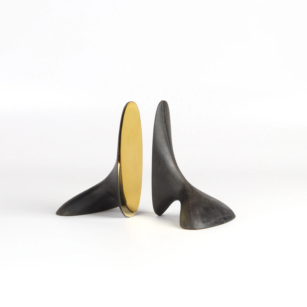 Carl Aubock 3653 Brass Bookends on white background.