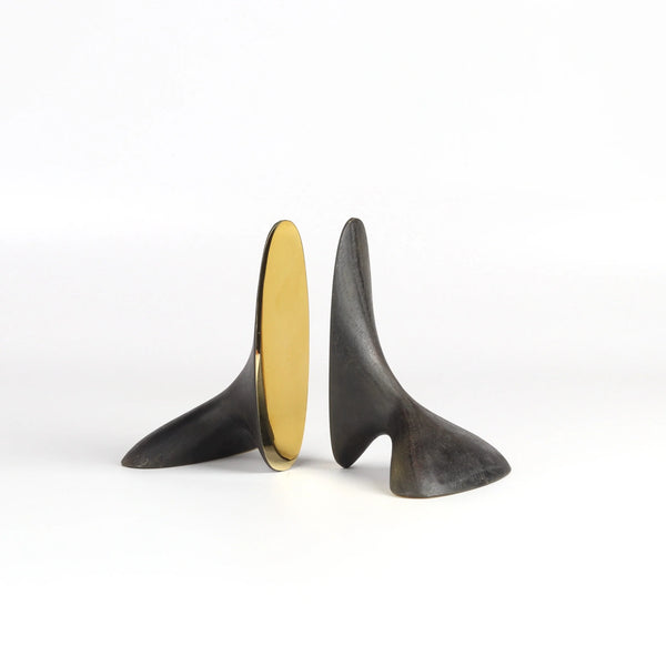 Carl Aubock 3653 Brass Bookends on white background.