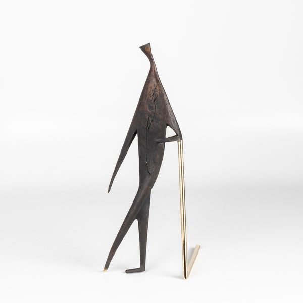 Werkstette Carl Carl Aubock Sculpture "Man With Stick" 4060 on white.