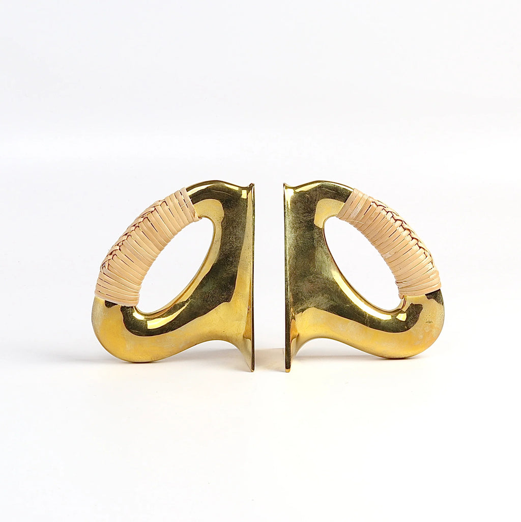 Carl Aubock Bookends 3530 Polished Brass with Cane.