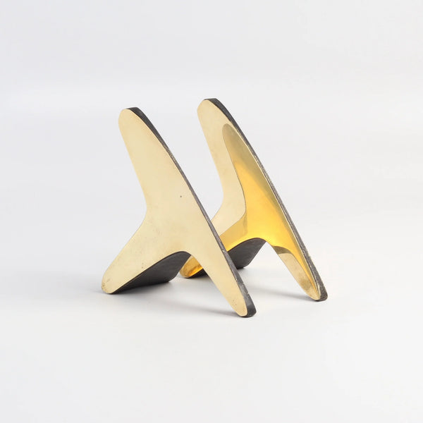 Carl Aubock Bookends 3847 T Polished on white background.