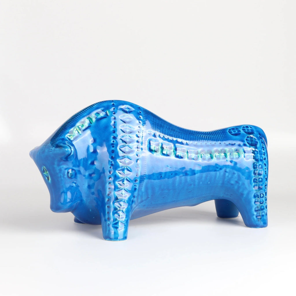 Bitossi Rimini Blue Bull on white background.