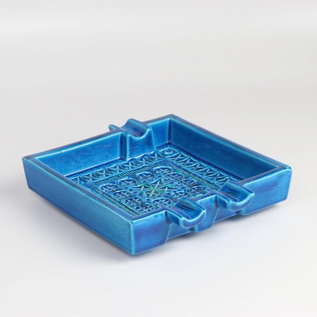 Bitossi Rimini Blue Ashtray in current production on white background.