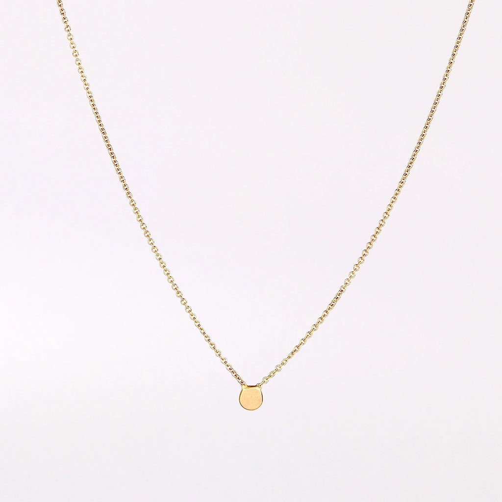 Carla Caruso Itty Bitty Dot Necklace 16" chain 14k yellow gold fixed inline flat hammered.