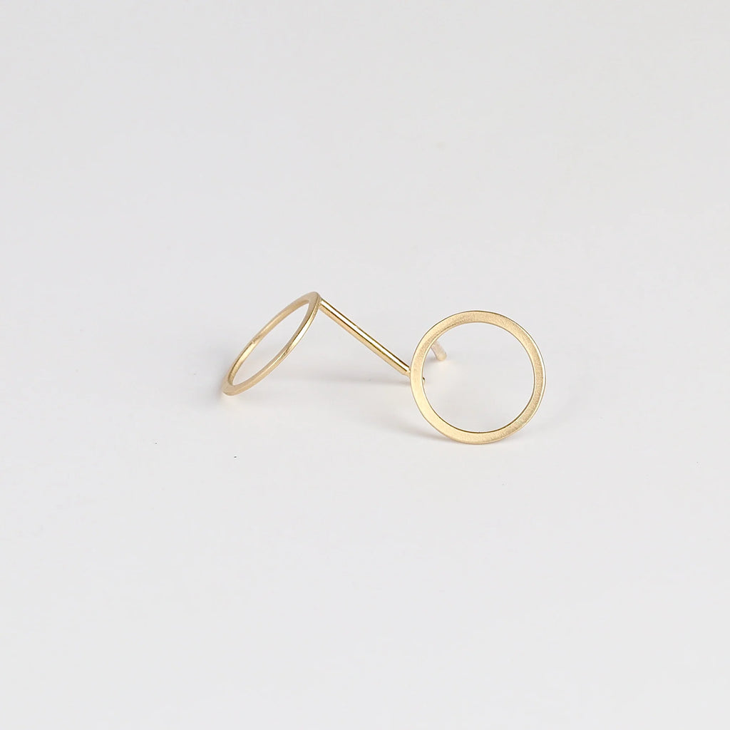 Open Circle Studs Earrings on white background.