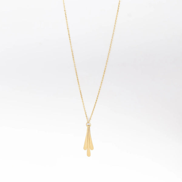 Triple Fringe Necklace on white background.