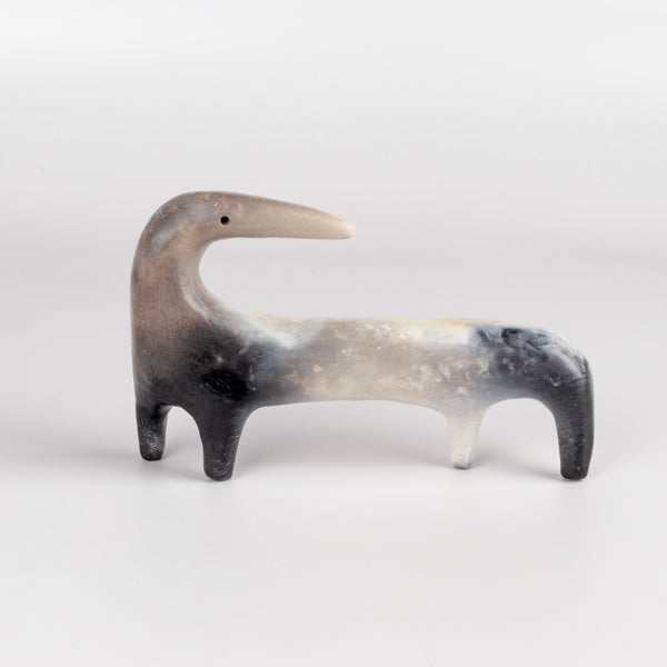 Other angle of Other side of The ceramic creature  figurine made by Carol Horst.