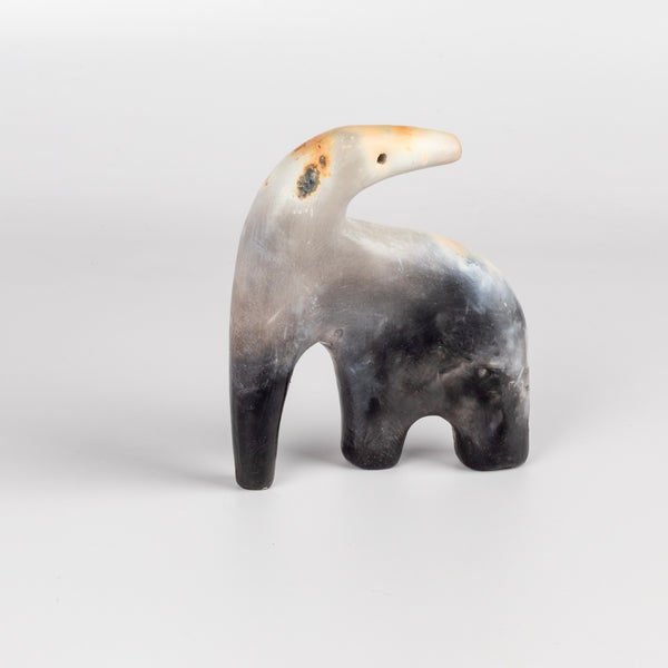 The ceramic creature is a one of a kind figurine made by Carol Horst in Los Angeles.