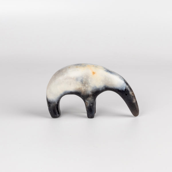 A one of a kind ceramic creature figurine made outof slab by hand and by Carol Horst in Los Angeles.