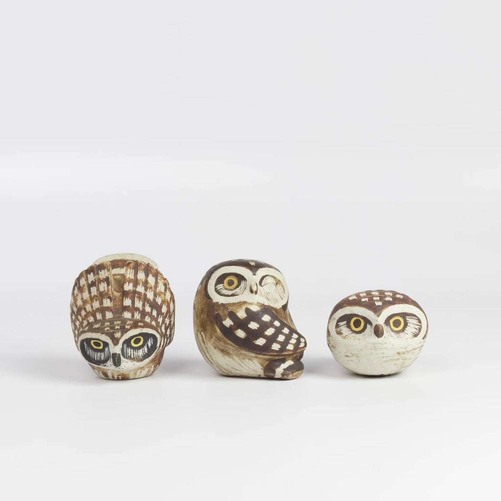 A set of three (3) vintage Ceramic owls from Gustavsberg, Sweden.