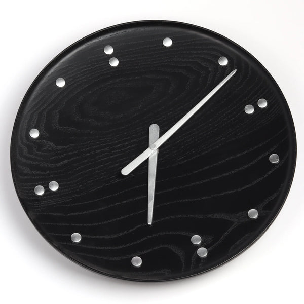 Finn Juhl Stained Ash Wall Clock in Large by Architectmade on white background.