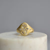 Harlequin Mixed Cut Diamond Confetti Signet by Polly Wales in  matte 18k gold and mixed cut white diamonds size 6.5.