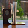 Aubock Bookends 3785 Urban Legend are sculptural bookends in patina with polished brass base. 
